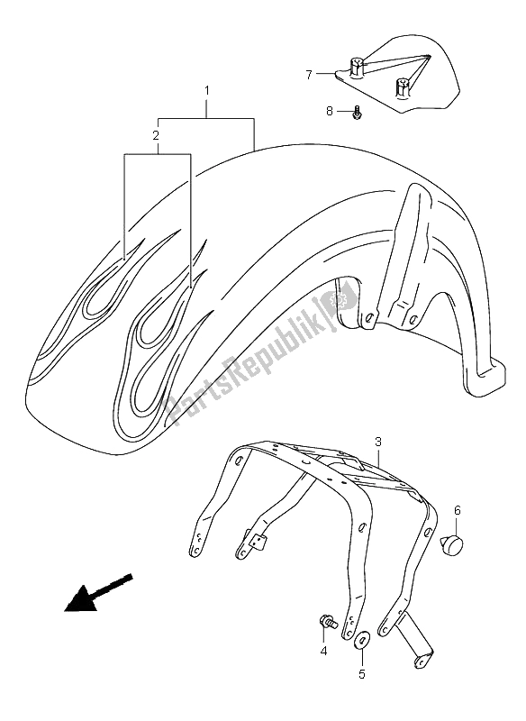 Toutes les pièces pour le Garde-boue Avant (vl800z) du Suzuki VL 800Z Volusia 2004