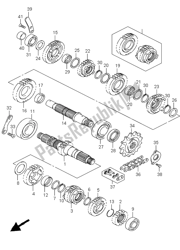 All parts for the Transmission of the Suzuki LT R 450Z Quadracer 2009