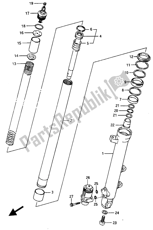 All parts for the Front Lh Damper of the Suzuki RG 250 Cffc Gamma 1987