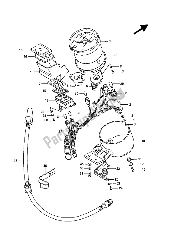 All parts for the Speedometer of the Suzuki VS 750 FP Intruder 1988