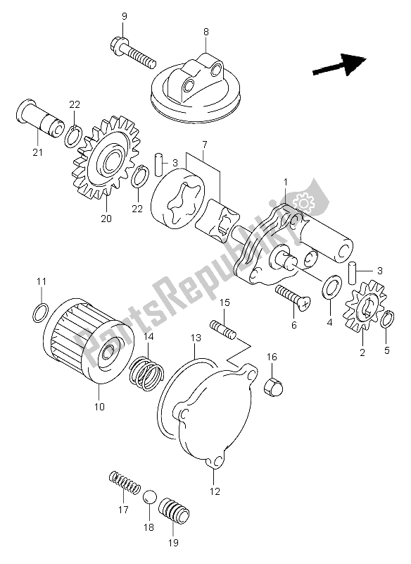 All parts for the Oil Pump of the Suzuki DR Z 400E 2004