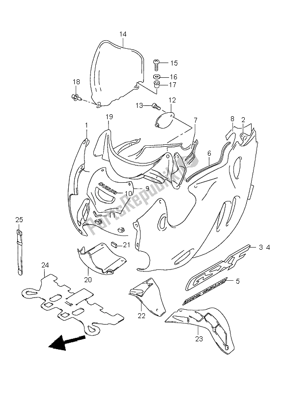 Toutes les pièces pour le Corps De Capotage du Suzuki GSX 750F 1998