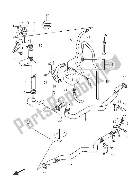 All parts for the Radiator Hose (an400) of the Suzuki Burgman AN 400 ZZA 2016