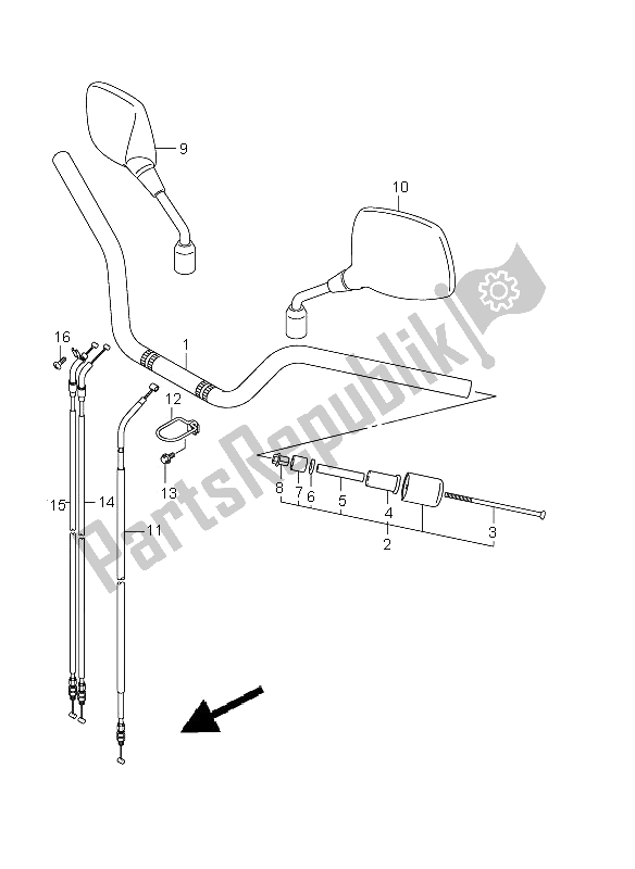 Todas as partes de Guiador (dl650a E19) do Suzuki DL 650A V Strom 2011