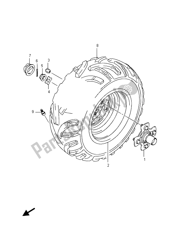 All parts for the Rh Rear Wheel of the Suzuki LT A 750 Xpvzv Kingquad AXI 4X4 2015