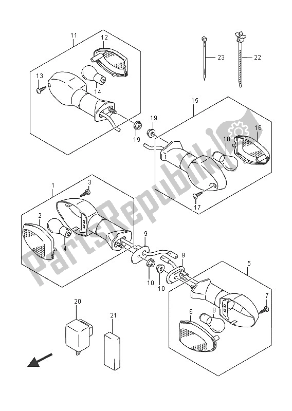 Alle onderdelen voor de Richtingaanwijzer Lamp van de Suzuki GSX S 1000A 2016