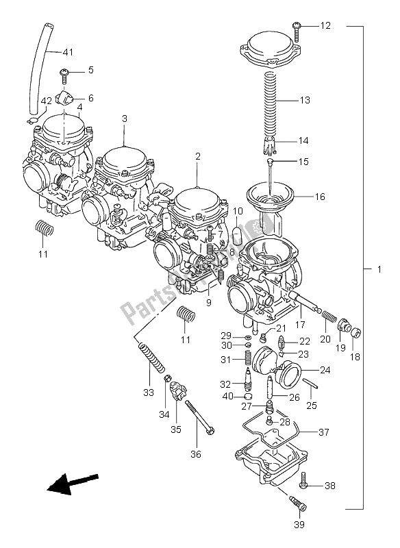 All parts for the Carburetor of the Suzuki GSF 600N Bandit 1995