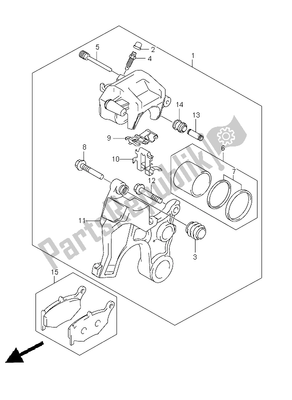 All parts for the Rear Caliper (gsx1300bk-uf) of the Suzuki GSX 1300 BKA B King 2009