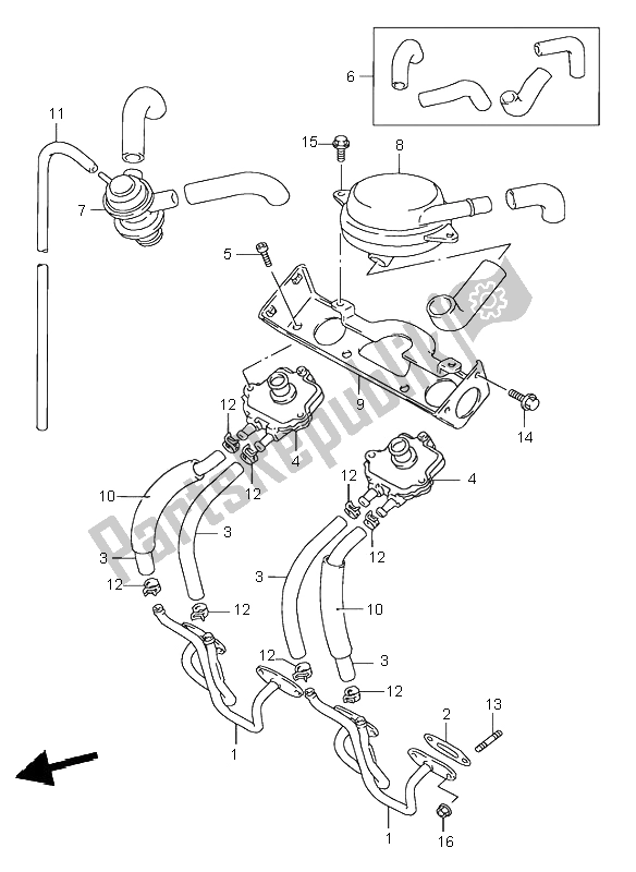 Alle onderdelen voor de Tweede Lucht (e18) van de Suzuki GSF 600S Bandit 1997