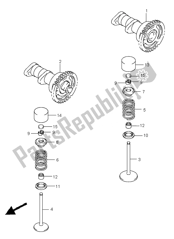 Todas las partes para árbol De Levas Y Válvula de Suzuki RM Z 450Z 2007