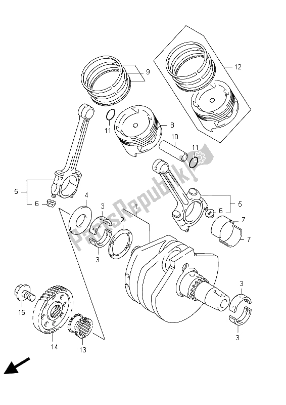 Alle onderdelen voor de Krukas van de Suzuki VZ 800 Intruder 2012
