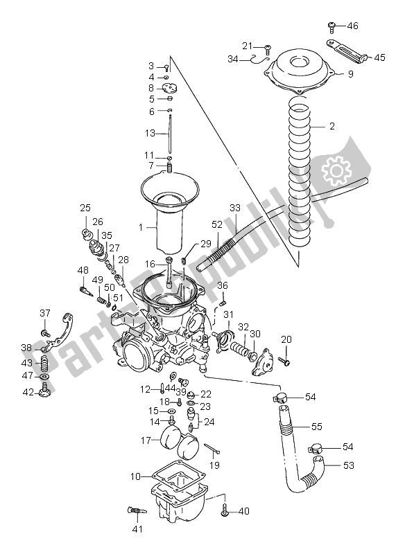 Alle onderdelen voor de Carburateur (achter) van de Suzuki VS 1400 Intruder 1997