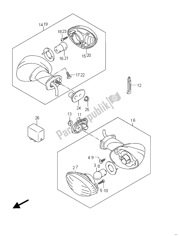 Wszystkie części do Kierunkowskaz (gsf 650 Sa) Suzuki GSF 650 Sasa Bandit 2011