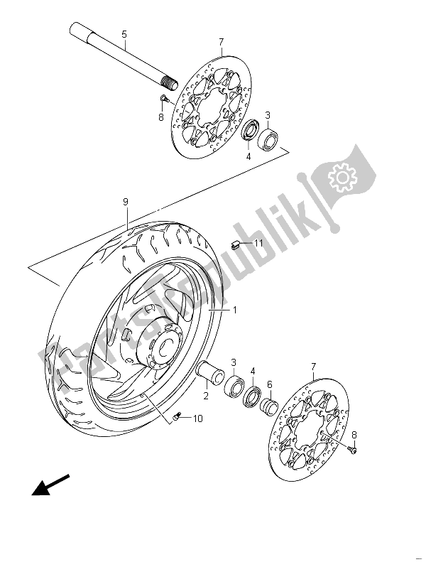 All parts for the Front Wheel (vzr1800 E02) of the Suzuki VZR 1800 NZR M Intruder 2011
