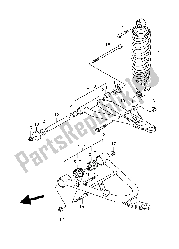 All parts for the Front Suspension Arm of the Suzuki LT A 700X Kingquad 4X4 2006