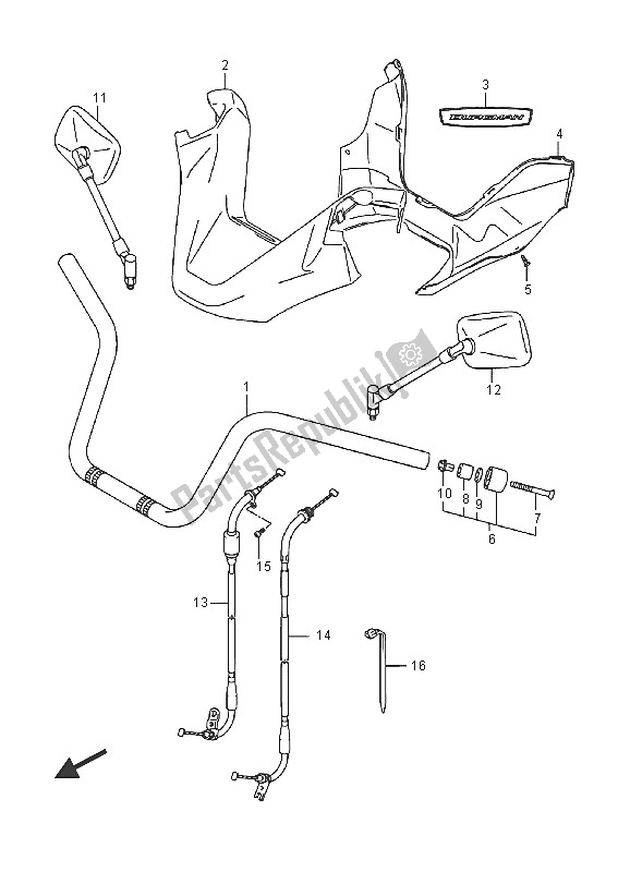 All parts for the Handlebar (an400) of the Suzuki Burgman AN 400 ZZA 2016