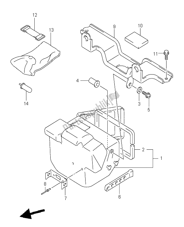 All parts for the Rear Box of the Suzuki LT A 400 Eiger 4X2 2002