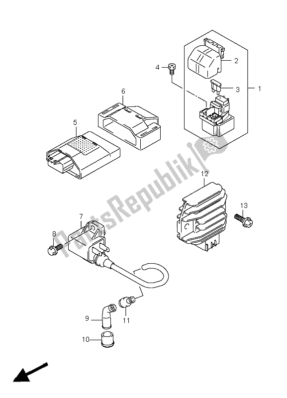 All parts for the Electrical of the Suzuki LT A 400F Kingquad 4X4 2009