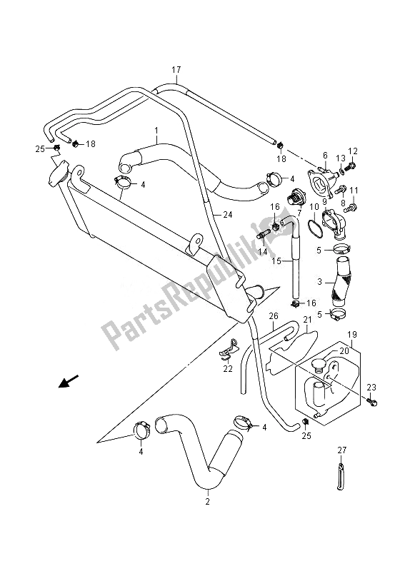 Tutte le parti per il Tubo Del Radiatore del Suzuki GSR 750A 2014