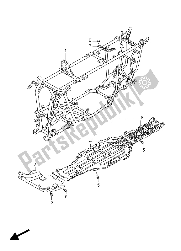 All parts for the Frame of the Suzuki LT A 750 XZ Kingquad AXI 4X4 2010
