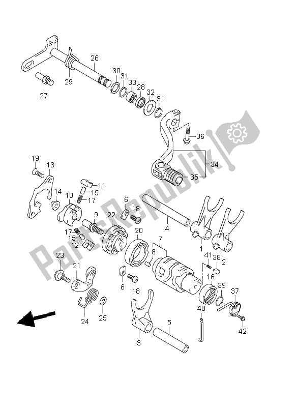 Todas as partes de Mudança De Marchas do Suzuki DR Z 400S 2001