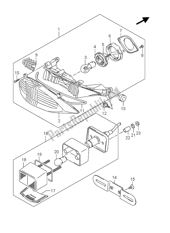 Todas las partes para Luz De Combinación Trasera de Suzuki GSX 1250 FA 2010