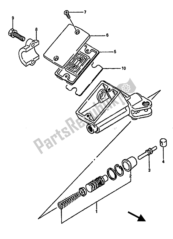 All parts for the Clutch Master Cylinder of the Suzuki GSX R 1100 1990