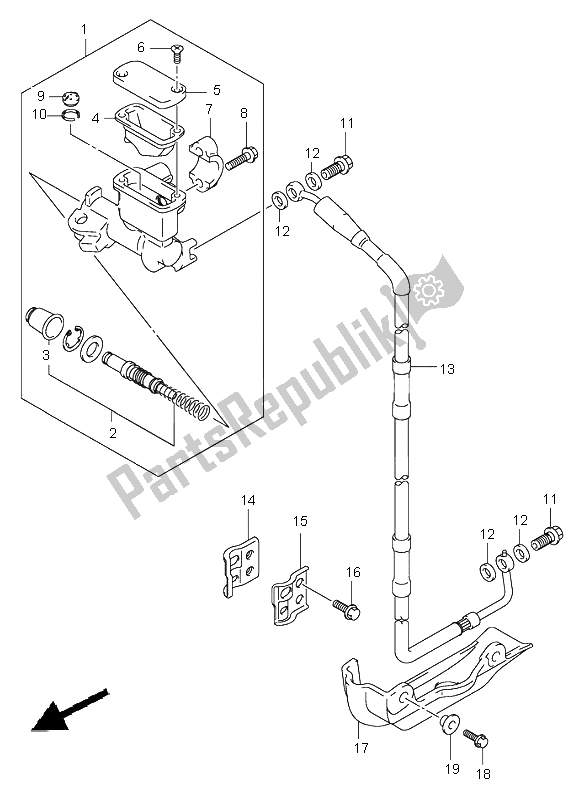 All parts for the Front Master Cylinder of the Suzuki RM 125 2003