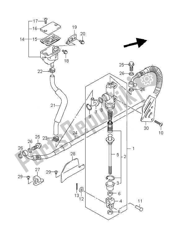 Tutte le parti per il Pompa Freno Posteriore (dl650-ue) del Suzuki DL 650A V Strom 2010