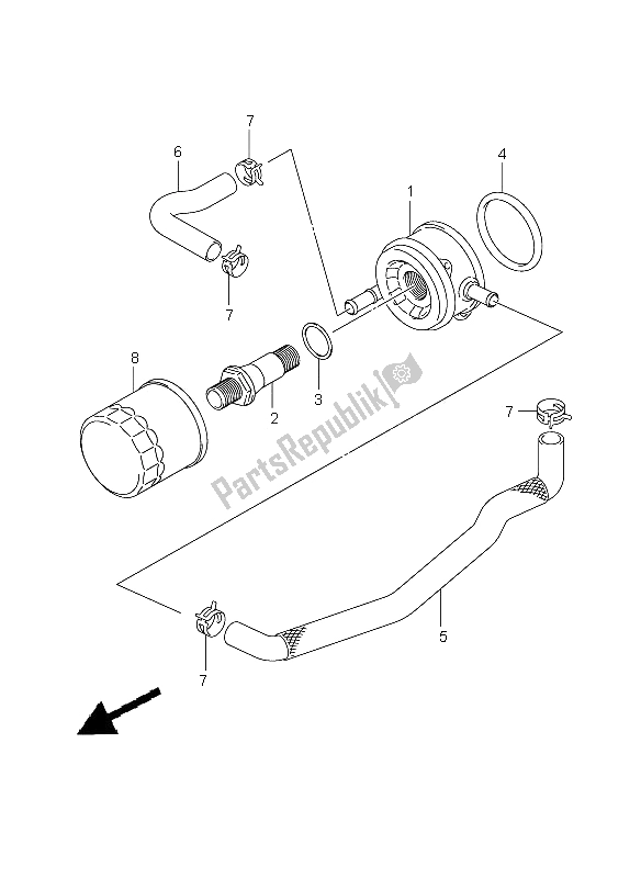 All parts for the Oil Cooler of the Suzuki VLR 1800R C 1800 Intruder 2008