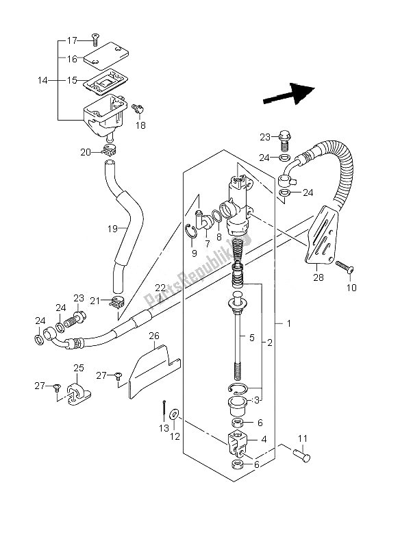 Tutte le parti per il Pompa Freno Posteriore del Suzuki DL 1000 V Strom 2010