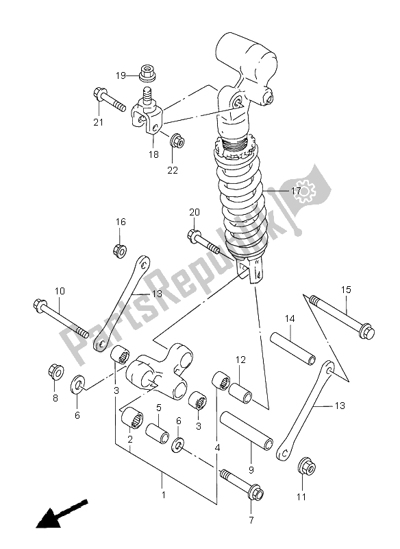 Tutte le parti per il Leva Del Cuscino Posteriore del Suzuki GSX R 600 1997