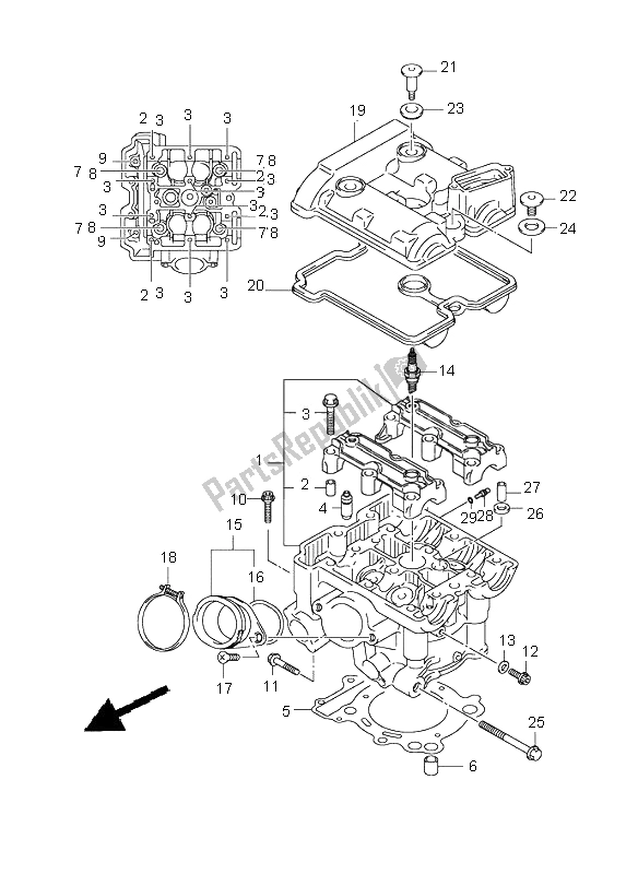 Toutes les pièces pour le Culasse Arrière du Suzuki SV 650 NS 2006