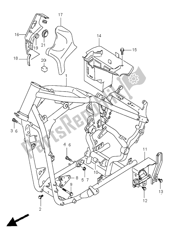 All parts for the Frame of the Suzuki VL 800 Volusia 2002