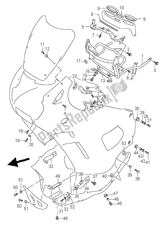 Todas las partes para Partes De Instalación Del Cuerpo De Capota de Suzuki GSX 750F 1995