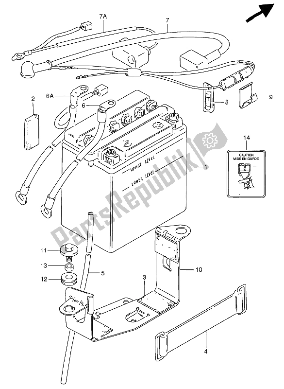 All parts for the Battery of the Suzuki GN 250 1989