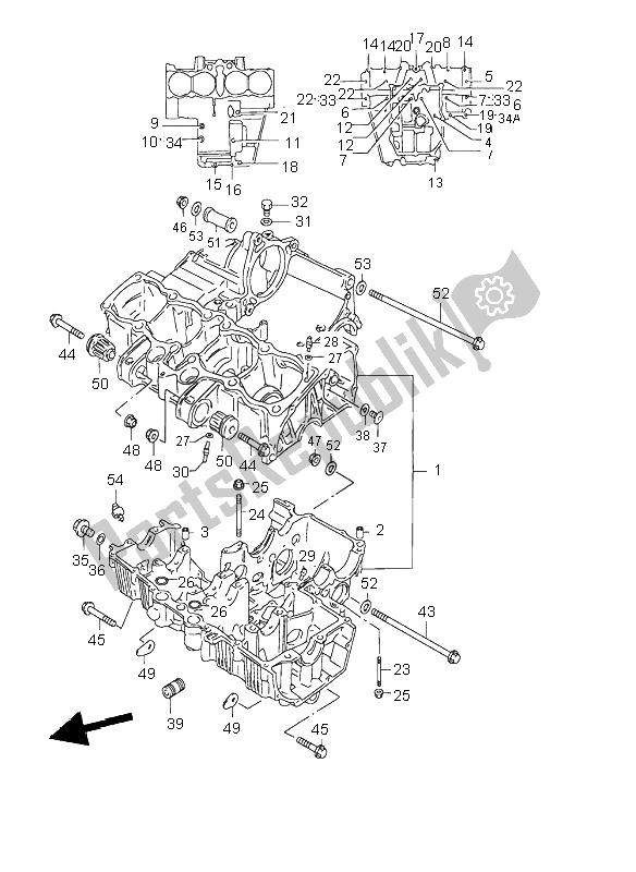 Tutte le parti per il Carter del Suzuki GSF 1200 NS Bandit 2003