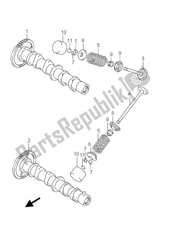 All parts for the Cam Shaft & Valve of the Suzuki AN 650A Burgman Executive 2012