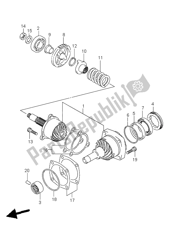 All parts for the Secondary Drive Gear of the Suzuki VL 800C Volusia 2007