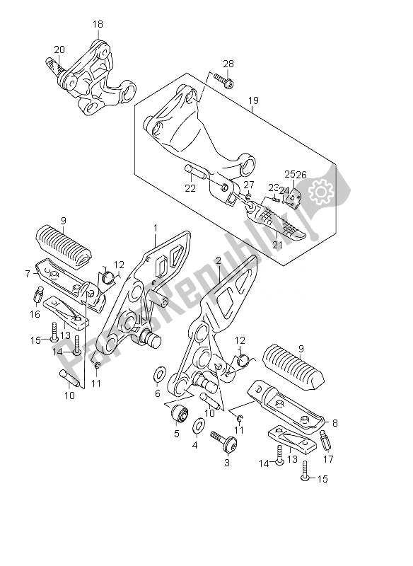 Todas las partes para Reposapiés de Suzuki GSX 1300 RZ Hayabusa 2007