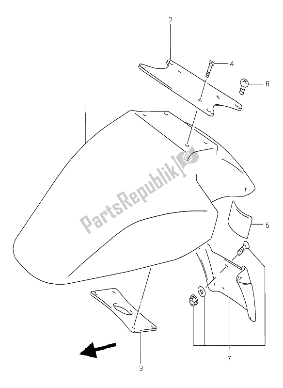 All parts for the Front Fender of the Suzuki RF 900R 1995