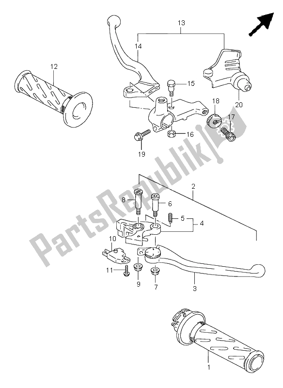 All parts for the Handle Lever of the Suzuki GSF 600N Bandit 1996