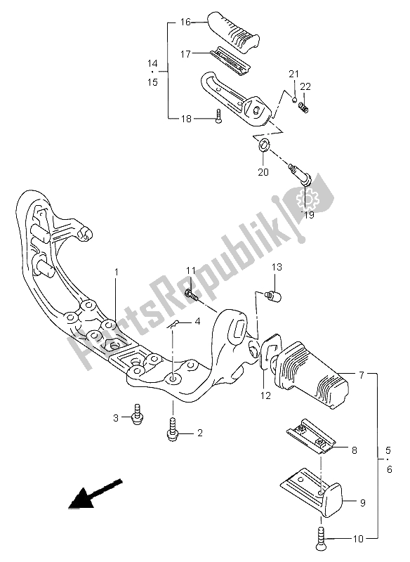 Toutes les pièces pour le Repose Pieds du Suzuki VS 800 Intruder 2004