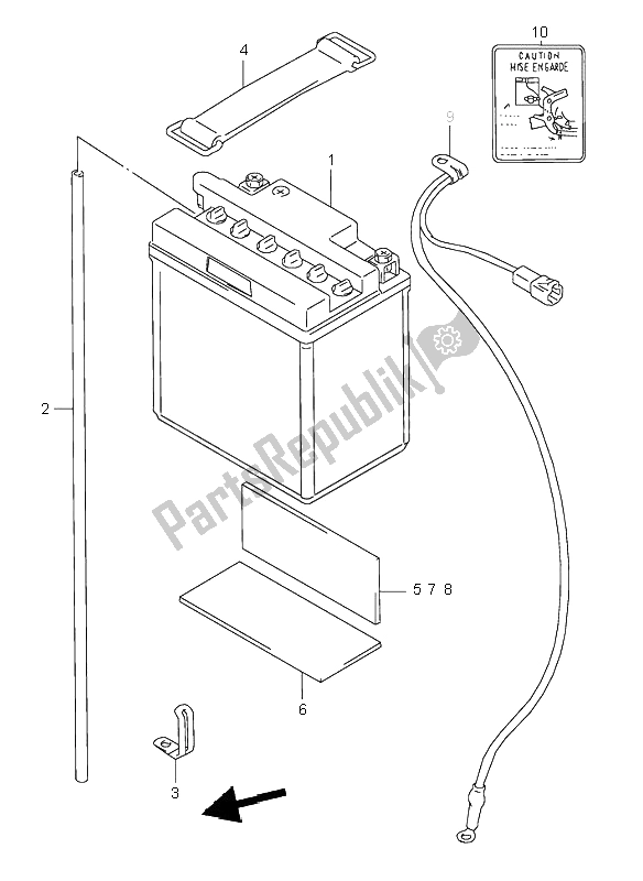 Tutte le parti per il Batteria (n. 103642, E22: N. 101930) del Suzuki GSX 600F 1995