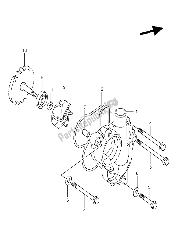 All parts for the Water Pump of the Suzuki RM Z 450 2006