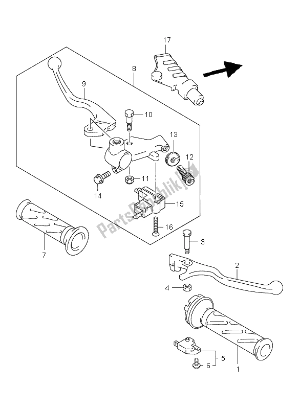 Tutte le parti per il Leva Della Maniglia del Suzuki VL 125 Intruder 2001