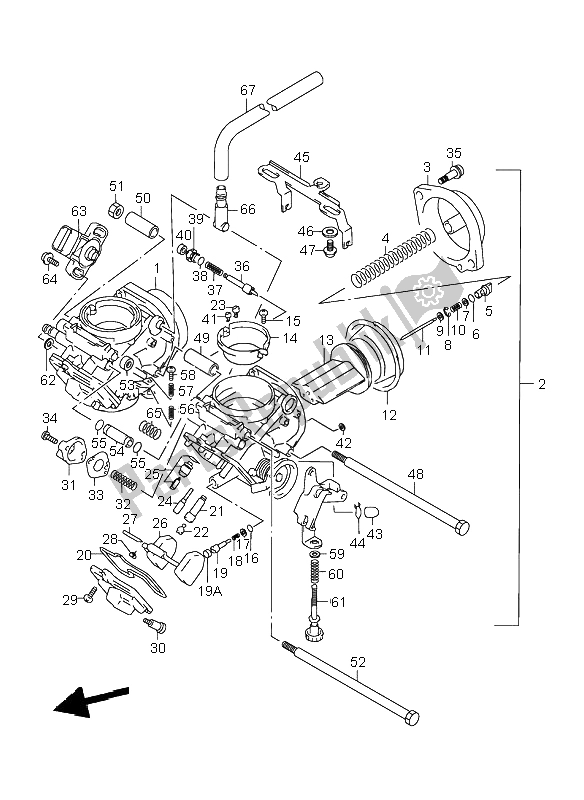 All parts for the Carburetor of the Suzuki VL 1500 Intruder LC 1998