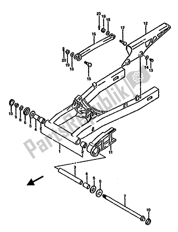 Todas las partes para Brazo Oscilante Trasero de Suzuki GSX 750F 1994