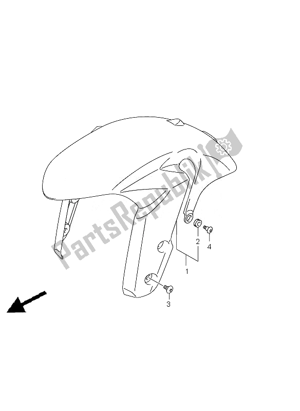 All parts for the Front Fender of the Suzuki GSX R 1000Z 2010