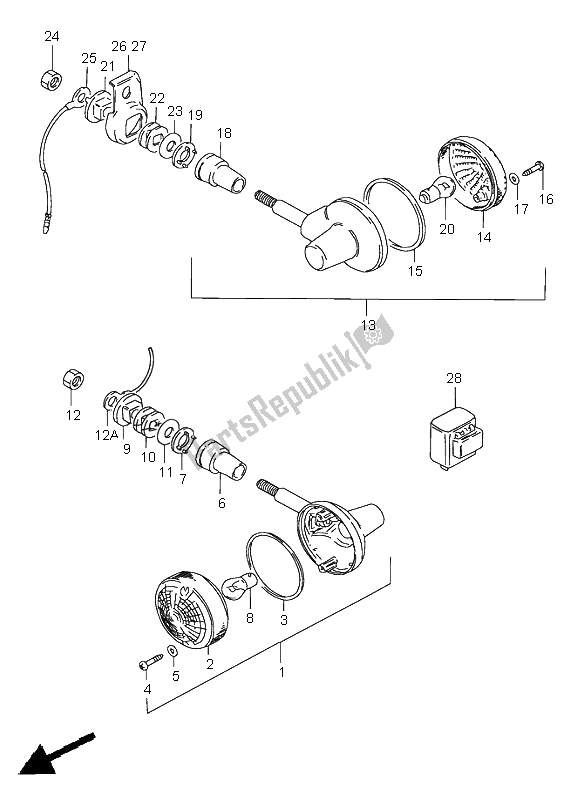 Alle onderdelen voor de Richtingaanwijzerlamp (e1-p37) van de Suzuki GN 250E 1998